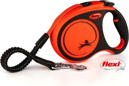 Picture of FLEXI Xtreme Tape Orange & Black Large 5m Retractable Dog Leash/Lead for Dogs up to 65kgs/143lbs
