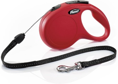 Picture of FLEXI New Classic Cord Retractable Dog Leash for Small Dogs up to 26 lbs. – 26 ft., Red | Tangle-Free Pet Walking Leash with One-Handed Brake, Pause, Lock | German Quality Product