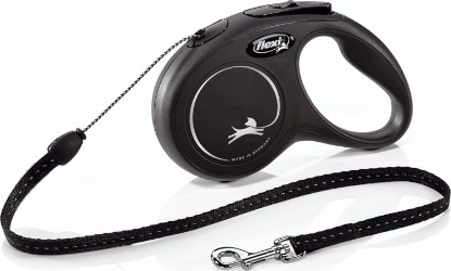 Picture of FLEXI Classic Cord Retractable Dog Leash, Small, 16 ft - Black | German engineered, original flexi leash, durable quality for dogs up to 26 lbs, tangle-free, walking, reliable brake system