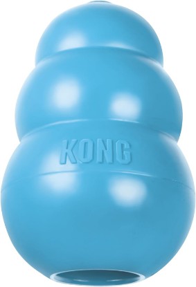 Picture of KONG Puppy, Natural Rubber Teething Chew Toy, for Small Puppies, Blue | Gentle Natural Teething Rubber Toy, Stuffable for Treats & Built for Chewing & Fetch with Growing Puppies