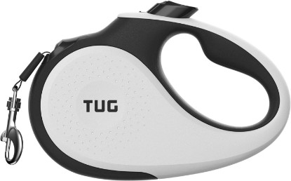 Picture of TUG Original Retractable Dog Leash, 16 ft (Medium, White) | 360° Tangle-Free Retraction, 16 ft Tape, Quick Thumb Lock, Anti-Slip Handle, For Dogs Under 55 lbs