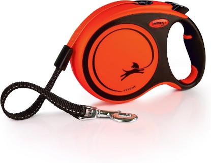 Picture of FLEXI Xtreme Tape Retractable Dog Leash, Large, 26 ft - Orange/Black | German engineered, original flexi leash, durable quality for dogs up to 121 lbs, tangle-free, walking, reliable brake system