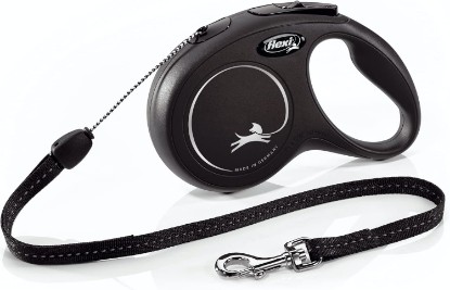 Picture of FLEXI Classic Cord Retractable Dog Leash, Small, 26 ft - Black | German engineered, original flexi leash, durable quality for dogs up to 33 lbs, tangle-free, walking, reliable brake system