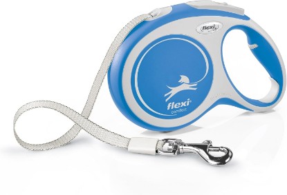 Picture of FLEXI New Comfort Tape Grey & Blue Large 8m Retractable Dog Leash/Lead for Dogs up to 50kgs/110lbs