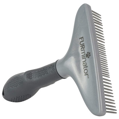 Picture of FURminator Grooming Rake Tool for Dogs & Cats With Thick Coats | Removes Loose Hair & Tangles, Rotating Metal Teeth Help Prevent Mats, Use Daily To Maintain a Healthy Coat