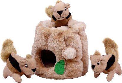 Picture of Outward Hound Hide-A-Squirrel Plush Squeaky Dog Toy, Medium, 6.5" x 6.5" | Hide-n-Seek Puzzle, 3 Removable Squirrels, Fetch Play, Interactive Enrichment, Boredom Buster, Light Chewers, Dogs & Puppies