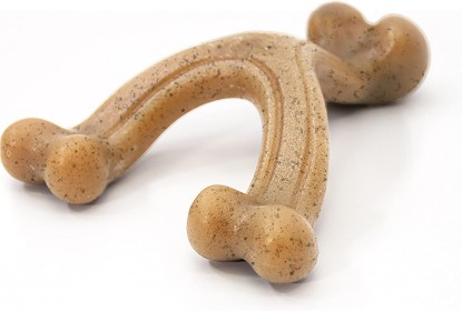 Picture of Nylabone Strong Chew Gourmet Style Wishbone Dog Chew Toy, Chicken Flavor | Large breeds, durable chew toys, long lasting, easy-hold shape, helps clean teeth, for dogs up to 50 lbs