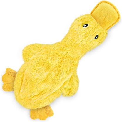 Picture of Best Pet Supplies Interactive Squeaky Dog Toy - Crinkle Duck, Yellow | Stuffing Free Body, Soft, Squeaks & Crinkles, No Mess, Perfect for Moderate Chewers, Toss and Fetch Play