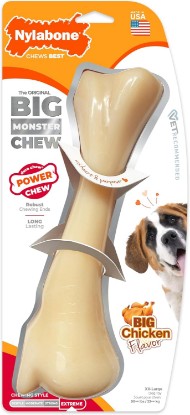 Picture of Nylabone Power Chew Monster Bone Dog Chew Toy, Chicken Flavor, XX-Large | Durable dog toys for aggressive chewers, long lasting, discourages destructive chewing, flavor throughout, for dogs 50++ lbs