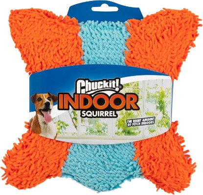 Picture of Chuckit! Indoor Fetch Squirrel Toy for Dogs, Orange and Blue | Interactive Dog Toy for Boredom and Indoor Fetch Play with Squirrel Toy Design in Orange and Blue for Dogs