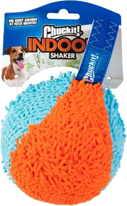 Picture of Chuckit! Indoor Fetch Shaker Dog Toy, 7.75in, Orange and Blue | Interactive Shaker Toy Designed to Fight Boredom Indoors, Keeping Dogs Busy and Entertained During Playtime