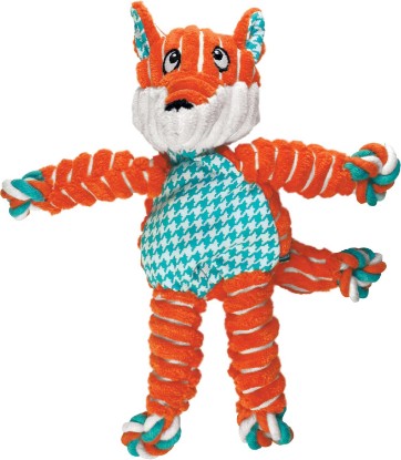 Picture of KONG Floppy Knots Rope and Plush Dog Toy, Fox, Medium/Large | Knotted Rope & Plush Toy with Minimal Stuffing & a Squeaker, Great for Teething, Tugging & Lively Play