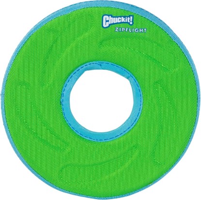 Picture of Chuckit! Amphibious ZipFlight Floating and Flying Disc Dog Toy, Medium (8.5"), Assorted Colors (Orange And Blue/Green and Blue)