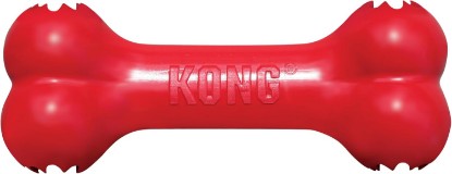 Picture of KONG Goodie Bone, Natural Rubber Treat-Dispensing Toy, Red, for Medium Dogs | Classic KONG Durable Natural Rubber Bone with Goodie Grippers That Hold Treats & Support Mental Engagement