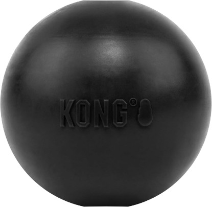 Picture of KONG Extreme Ball with Hole, Rubber Fetch Toy, Black, for Large/Medium Dogs | Made from KONG's Most Durable Extreme Rubber, a Fetch Ball with a Hole for Training & Interactive Play