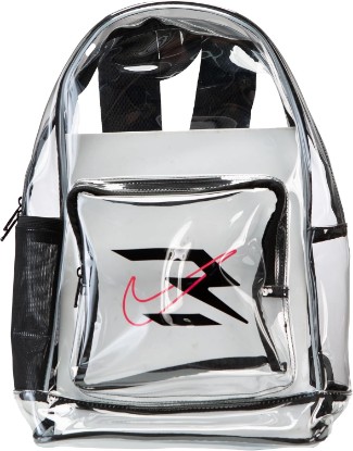 Picture of Nike 3 Brand Clear Backpack - Black - One Size (23L) | See through school bookbag for boys, girls, men, women. Zip main compartment, side mesh bottle pocket, padded shoulder straps