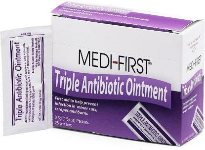 Picture of Medi-First First Aid Antibiotic 0.5 Gram Individual Packet Ointment 400 IU - 5 mg - 5,000 IU/Gram Strength, 25 Ct