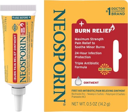 Picture of Neosporin Burn Relief Dual Action Triple Antibiotic Ointment, 0.5 oz | 24-Hour Infection Protection, First Aid Topical Analgesic for Minor Cuts, Scrapes & Burns, Maximum Strength Burn Relief GreenCircle Sustainable Energy Practices