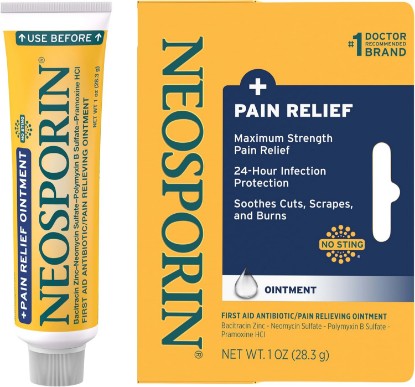 Picture of Neosporin Pain Relief Dual Action Triple Antibiotic Ointment, 1 oz | 24-Hour Infection Protection, First Aid Topical Analgesic for Minor Cuts, Scrapes & Burns, Maximum Strength Pain Relief GreenCircle Sustainable Energy Practices