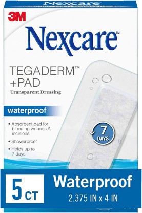 Picture of Nexcare Tegaderm + Pad Transparent Dressing, Clear Breathable Dressing Holds Fast for 7 Days, Waterproof for Safe Bathing - 5 Dressings