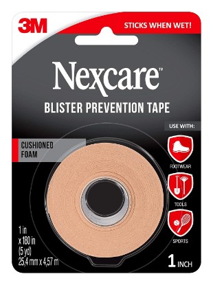 Picture of Nexcare Blister Prevention Tape, Waterproof Foam Medical Tape, Sticks Firmly to Skin to Help Prevent Blisters - 1 In x 5 Yds, 1 Roll of Tape