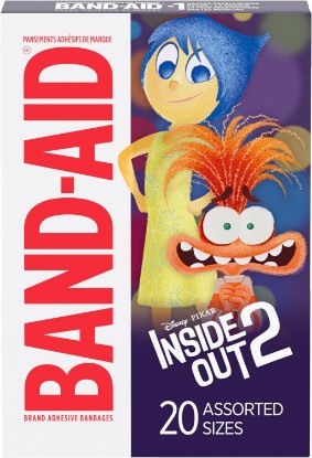 Picture of Band-Aid Brand Adhesive First Aid Bandages for Minor Cuts & Scrapes, Wound Care Featuring Disney Pixar's Inside Out Characters, Fun Bandages for Kids & Toddlers, Assorted Sizes, 20 Ct [Amazon-developed Certification] Compact by Design