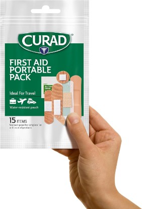Picture of CURAD First Aid Portable Pack |15 - Count On-the-Go Essentials |12 Packs