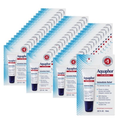Picture of Aquaphor Lip Repair Ointment, Multipack, 48 x 0.35 FL OZ | Lip Balm Moisturizers with Vitamins and Shea Butter, Immediate Severely Dry Lip Relief, Paraben and Fragrance Free