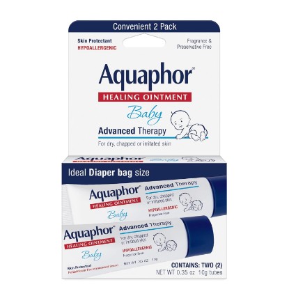 Picture of Aquaphor Baby Healing Ointment Skin Protectant, Travel Size, 2 x 0.35 OZ | Baby Skin Protectant with Petrolatum for Chapped or Dry Skin, Drool Rash and Diaper Rash, Hypoallergenic, Fragrance Free