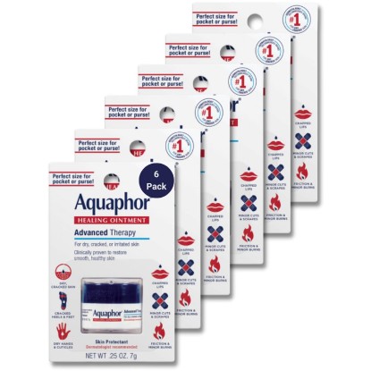 Picture of Aquaphor Healing Ointment Advanced Therapy Skin Protectant, Dry Skin Body Moisturizer, 0.25 Oz Jar, Pack of 6