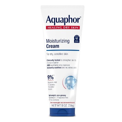 Picture of Aquaphor Moisturizing Face and Body Cream with Hyaluronic Acid, 8 OZ | Face and Body Moisturizer for Dry, Sensitive Skin, 48 Hours of Hydration, Non-Comedogenic, Paraben, Dye and Fragrance Free