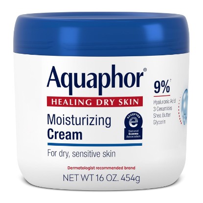 Picture of Aquaphor Moisturizing Face and Body Cream with Hyaluronic Acid, 16 OZ | Face and Body Moisturizer for Dry, Sensitive Skin, 48 Hours of Hydration, Non-Comedogenic, Paraben, Dye and Fragrance Free