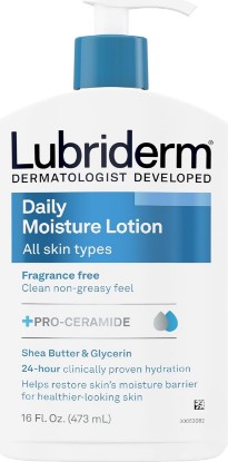 Picture of Lubriderm Daily Moisture Body Lotion, Fragrance Free, 16 fl. oz | Hydrating Face, Hand & Body Lotion + Pro-Ceramide for Sensitive Skin, 24-Hour Moisturizer with Shea Butter, Non-Greasy GreenCircle Sustainable Energy Practices