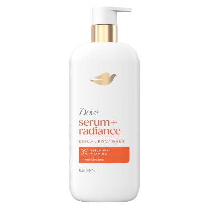 Picture of Dove Serum+ Radiance Body Wash, 3% Serum with Vitamin C, 18.5 oz | For everyday shower care, Helps illuminate and refine skin, With 3% brightening serum