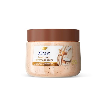 Picture of Dove Brown Sugar and Coconut Butter Body Scrub Exfoliates and Deeply 15 oz | For dry, dull skin, Helps deeply nourish skin, With Dove moisturizing cream, Brown Sugar & Coconut Butter