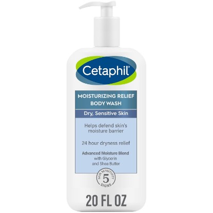 Picture of Cetaphil Moisturizing Body Wash, Sensitive Skin, Fragrance Free, 20oz | Gentle Creamy Formula, 24-Hour Hydration, Hypoallergenic, Dry Itchy Skin Relief, Dermatologist Recommended, Fragrance Free