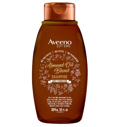 Picture of Aveeno Almond Oil Blend Sulfate-Free Shampoo with Avocado Oil for Intense Hydration, Deep Moisturizing Shampoo for Thick, Curly, Frizzy or Coarse Hair, Paraben & Dye-Free, 12 Fl Oz