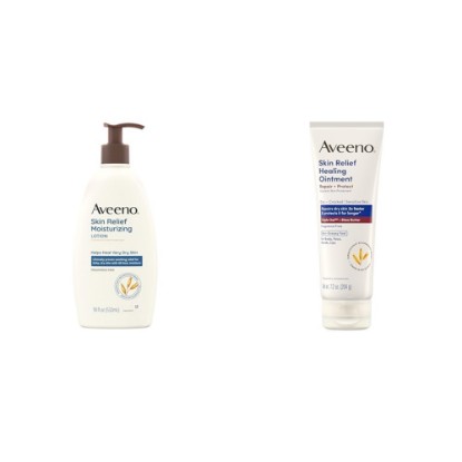 Picture of Bundle of Aveeno Skin Relief Fragrance-Free Moisturizing Lotion for Sensitive Skin 18 fl. oz + Aveeno Skin Relief Healing Ointment Fragrance Free 7.2 oz