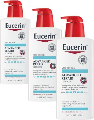 Picture of Eucerin Advanced Repair Lotion - Fragrance Free, Full Body Lotion for Very Dry Skin - 16.9 fl. oz. Pump Bottle (Pack of 3)