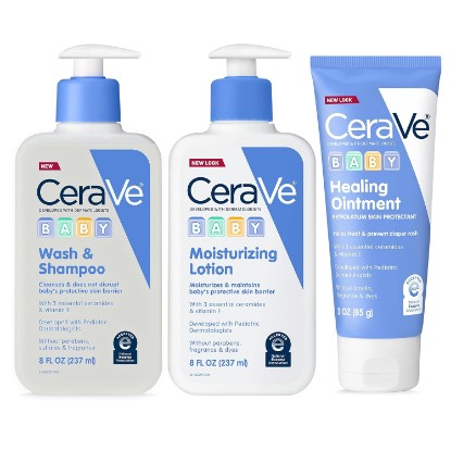Picture of CeraVe Baby Bath Set, Wash & Shampoo, Moisturizing Lotion, Healing Ointment | Gentle Baby Bath Essentials, Fragrance-Free, Paraben-Free, Phthalates-Free, Tear-Free