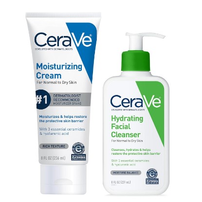 Picture of CeraVe Skin Care Set, Moisturizing Cream & Hydrating Facial Cleanser | 8oz Cream & 8oz Facial Cleanser, Ceramides + Hyaluronic Acid Moisturizer & Face Wash, National Eczema Association Accepted