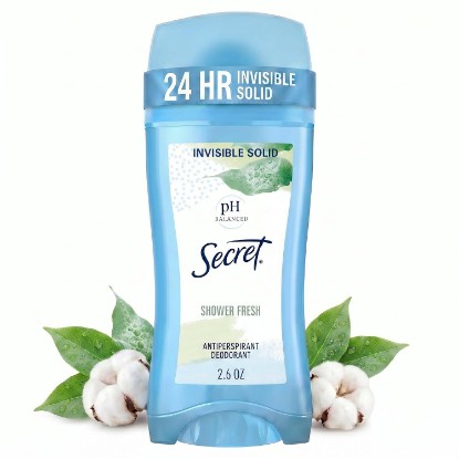 Picture of Secret Antiperspirant and Deodorant for Women, Invisible Solid Deodorant, 24 Hour Sweat and Odor Protection, pH Balanced, Gentle on Skin, Deodorant Stick for Women, Shower Fresh Scent, 2.6 oz