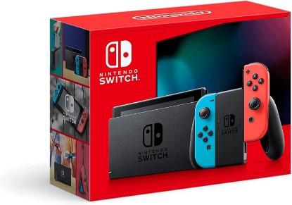 Picture of Nintendo Switch with Neon Blue and Neon Red Joy-Con - Handheld Gaming Console | Neon and neon Joy-Con