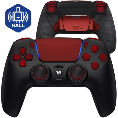 Picture of HEXGAMING RIVAL Wireless Controller Compatible with ps5, Black Red | Hall Effect Joysticks, Mouse-Click Triggers & Bumpers, 2 Remappable Back Buttons, 8 Swappable Sticks, FPS Gaming