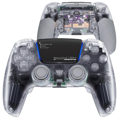 Picture of HEXGAMING PHANTOM Controller Compatible with ps5, Explorer Edition | Potentiometer Joysticks, Adjustable Triggers, 4 Remappable Buttons, 6 Profiles, 8 Swap Sticks, PC Compatible, Wireless Gaming