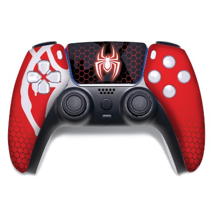 Picture of Spiider-Man Morales Custom PS-5 Controller Wireless compatible with Play-Station 5 Console by BCB Controllers | Proudly Customized in USA with Permanent HYDRO-DIP Printing (NOT JUST A SKIN)
