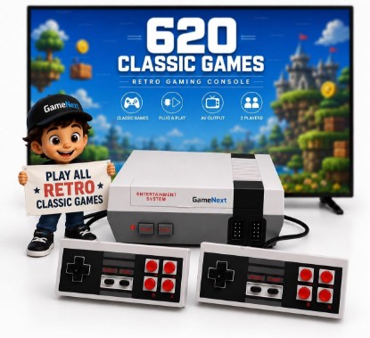 Picture of GameNext Retro Game Console with 620 Built-in Games, Classic Video Game Console with 2 Wired Controllers, Plug and Play Retro Gaming System with AV Output for TV