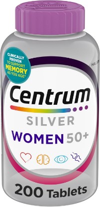 Picture of Centrum Silver Women's Multivitamin for Women 50 and Over, 200 Tablets | Contains Vitamin D3, B Vitamins, Calcium, and Antioxidants, Non-GMO Ingredients, Supports Memory and Cognition, GLP-1 Support