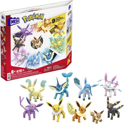 Picture of MEGA Pokémon Building Toys Set Every Eevee Evolution with 470 Pieces, 9 Poseable Characters, for Kids