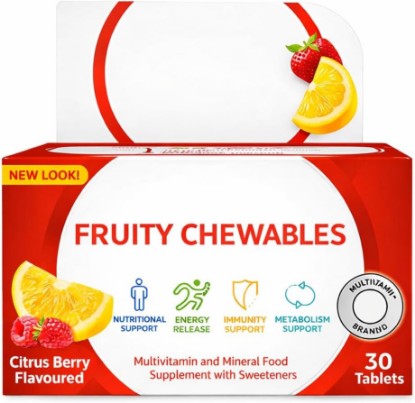 Picture of Centrrum Fruity Chewable 30 Tablets for MultiVitamins and Energy Supports (Pack of 1)